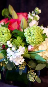 Preview wallpaper hydrangea, tulips, buds, flowers, composition, design
