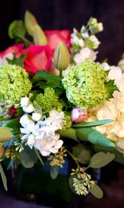 Preview wallpaper hydrangea, tulips, buds, flowers, composition, design