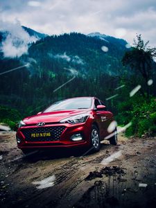 Download wallpaper 240x320 hyundai, car, side view, red old mobile, cell  phone, smartphone hd background