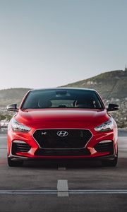 Preview wallpaper hyundai, car, headlight, front view, red