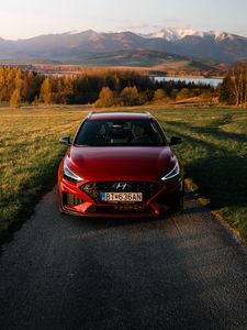 Preview wallpaper hyundai, car, red, road