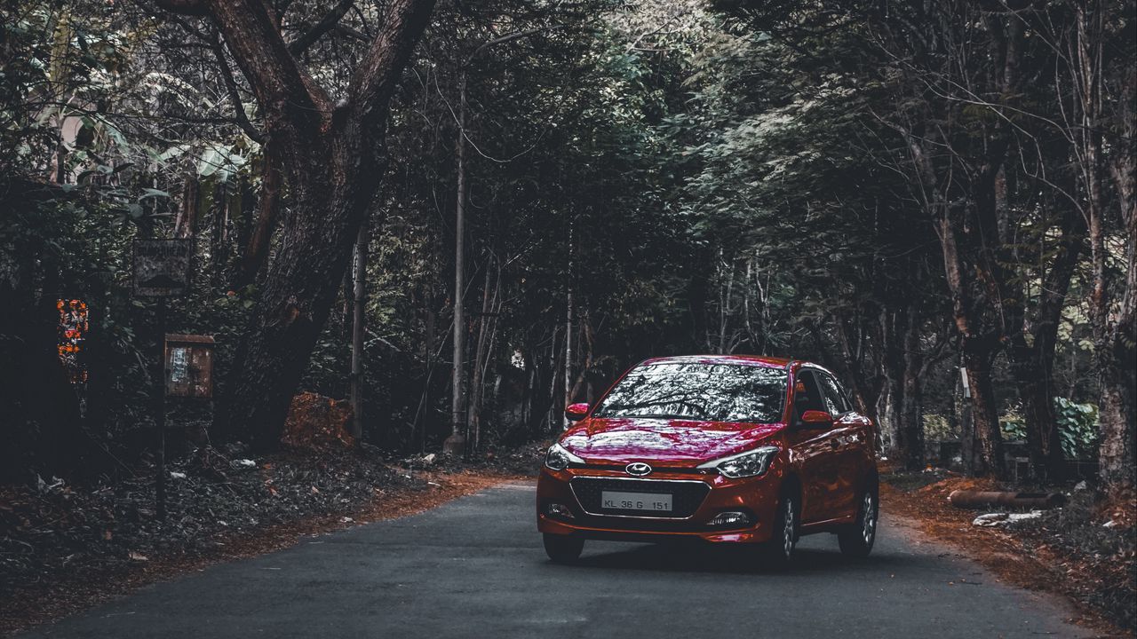 Wallpaper hyundai i20, hyundai, forest, road