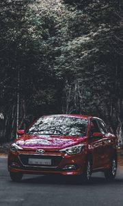 Preview wallpaper hyundai i20, hyundai, forest, road