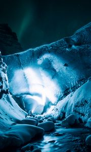 Preview wallpaper ice cave, night, ice