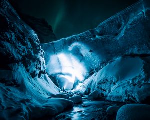 Preview wallpaper ice cave, night, ice