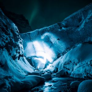 Preview wallpaper ice cave, night, ice