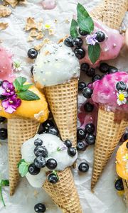 Preview wallpaper ice cream, cake, dessert, berries