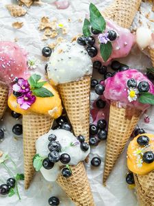 Preview wallpaper ice cream, cake, dessert, berries