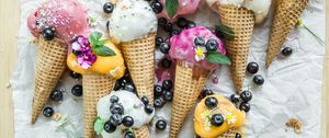 Preview wallpaper ice cream, cake, dessert, berries