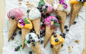 Preview wallpaper ice cream, cake, dessert, berries