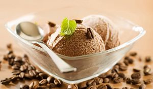 Preview wallpaper ice cream, coffee beans, spoon, bowl