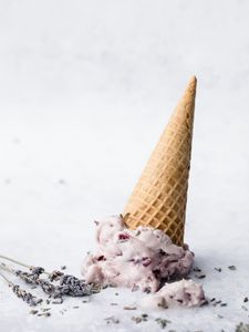 Preview wallpaper ice cream, cone, dessert, lavender