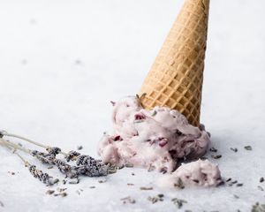 Preview wallpaper ice cream, cone, dessert, lavender