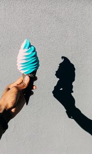 Preview wallpaper ice cream, cone, dessert, hand, shadow