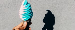 Preview wallpaper ice cream, cone, dessert, hand, shadow