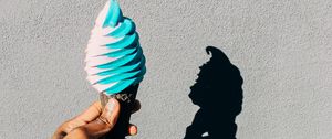 Preview wallpaper ice cream, cone, dessert, hand, shadow