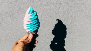 Preview wallpaper ice cream, cone, dessert, hand, shadow