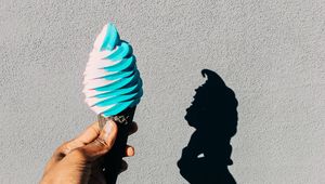 Preview wallpaper ice cream, cone, dessert, hand, shadow