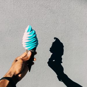 Preview wallpaper ice cream, cone, dessert, hand, shadow
