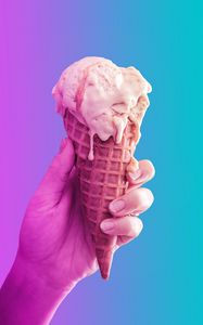 Preview wallpaper ice cream, cone, hand, dessert