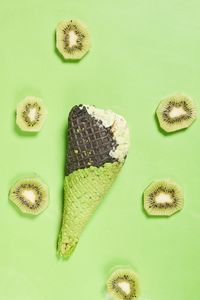 Preview wallpaper ice cream, cone, kiwi, fruit, green