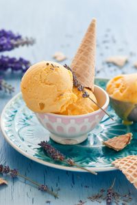 Preview wallpaper ice cream, cone, lavender, dessert