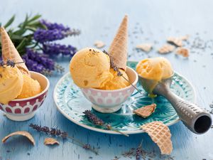 Preview wallpaper ice cream, cone, lavender, dessert