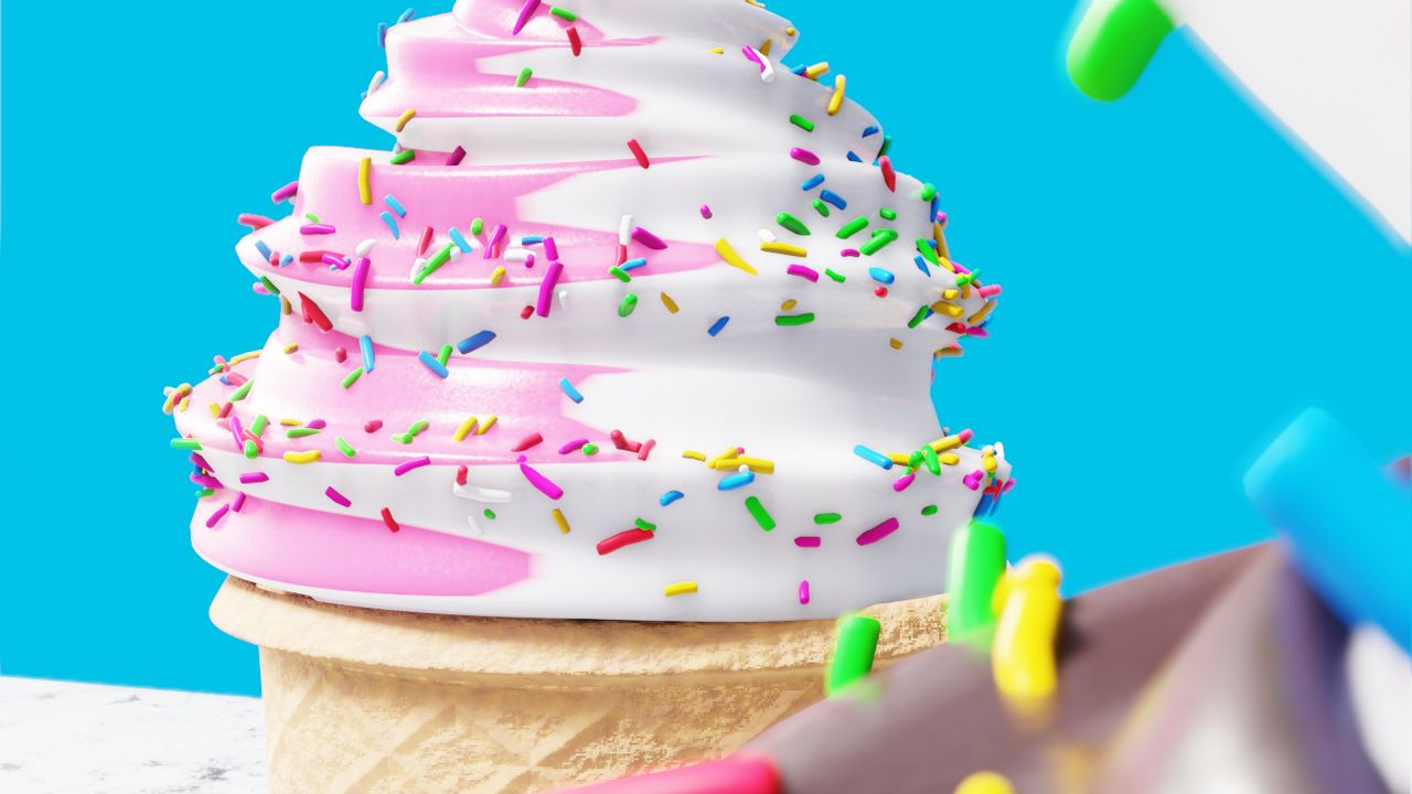 Wallpaper ice cream, dessert, food, bright, topping