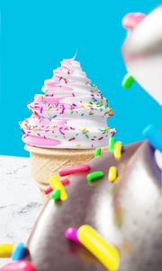 Preview wallpaper ice cream, dessert, food, bright, topping