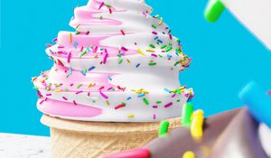 Preview wallpaper ice cream, dessert, food, bright, topping