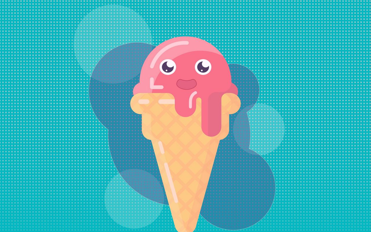 1280x800 Wallpaper ice cream, horn, funny, face, melting, pink