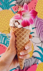 Preview wallpaper ice cream, marshmallow, flower, dessert