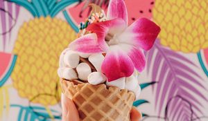 Preview wallpaper ice cream, marshmallow, flower, dessert