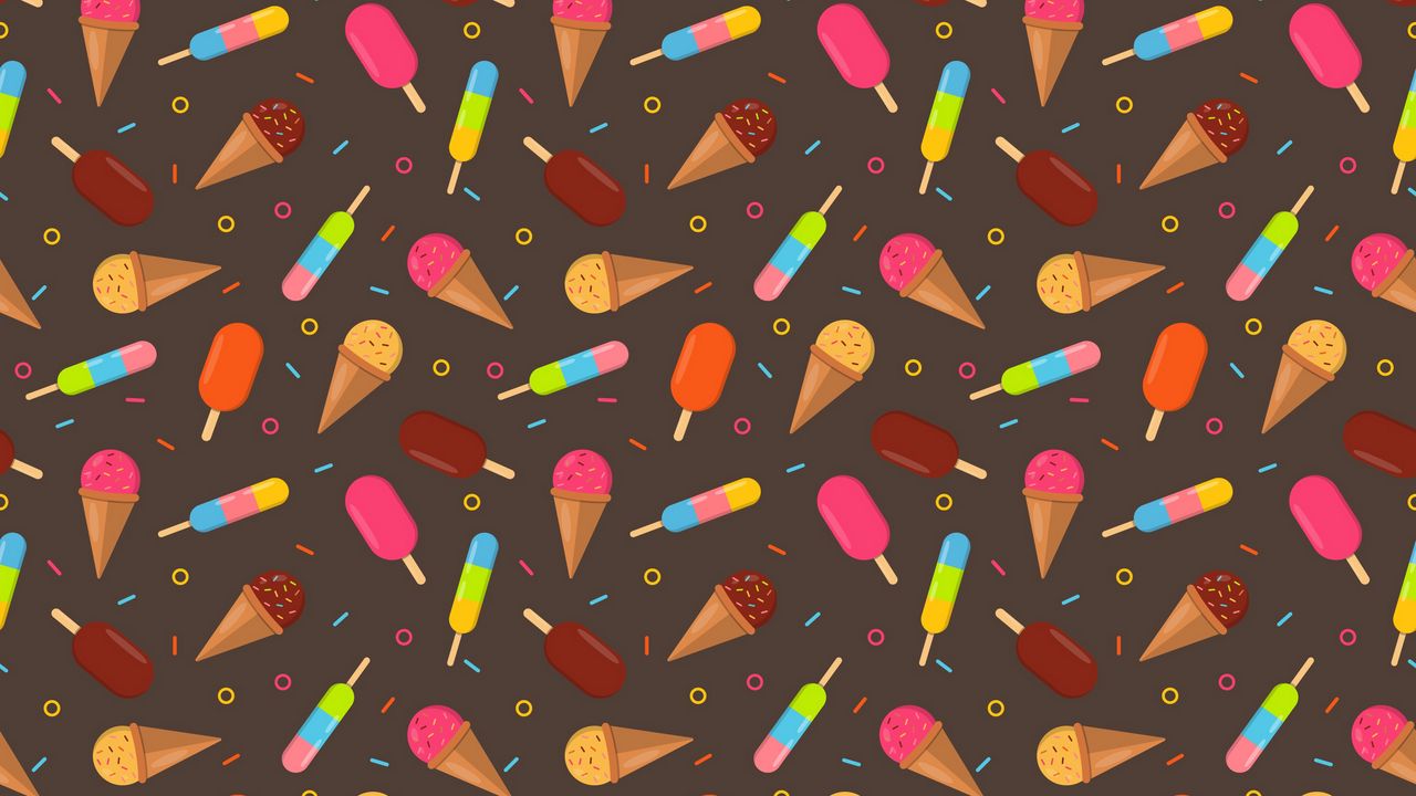 Wallpaper ice cream, multicolored, patterns, texture