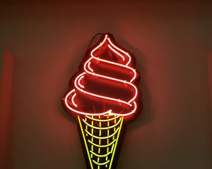 Preview wallpaper ice cream, neon, sign, light, glow