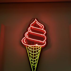 Preview wallpaper ice cream, neon, sign, light, glow