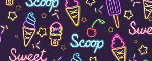 Preview wallpaper ice cream, patterns, pattern, neon, sweet