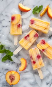 Preview wallpaper ice cream, peaches, fruits, ice