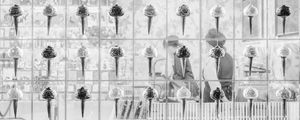 Preview wallpaper ice cream, showcase, dessert, black and white