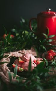 Preview wallpaper ice cream, strawberries, berries, dessert