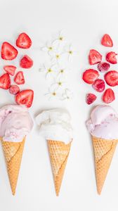 Preview wallpaper ice cream, strawberries, flowers, berries