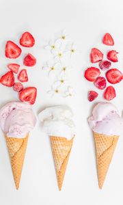 Preview wallpaper ice cream, strawberries, flowers, berries