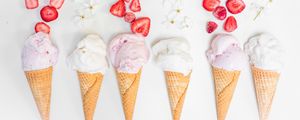 Preview wallpaper ice cream, strawberries, flowers, berries