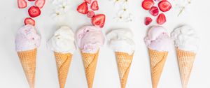 Preview wallpaper ice cream, strawberries, flowers, berries