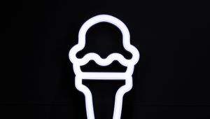 Preview wallpaper ice cream, symbol, neon, minimalism, black