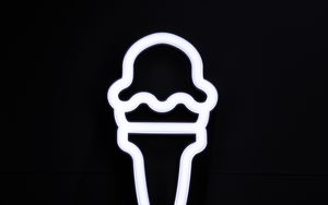 Preview wallpaper ice cream, symbol, neon, minimalism, black