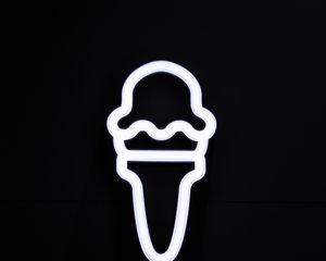 Preview wallpaper ice cream, symbol, neon, minimalism, black