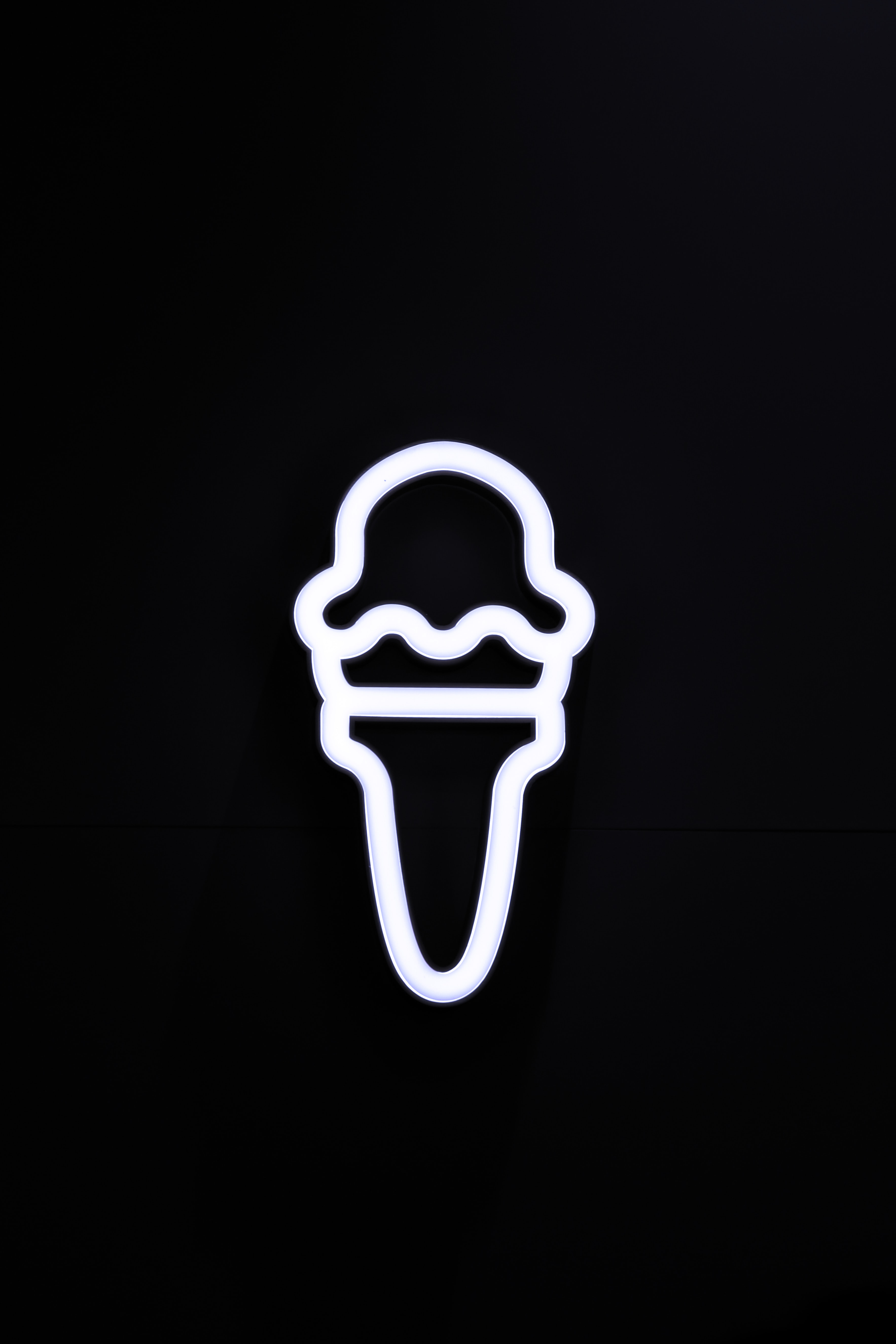 Download wallpaper 3534x5301 ice cream, symbol, neon, minimalism, black ...