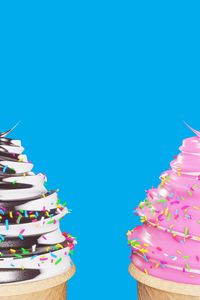 Preview wallpaper ice cream, toppings, dessert, blue background