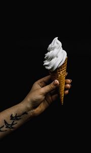 Preview wallpaper ice cream, waffle, hand, dessert, tattoo, black